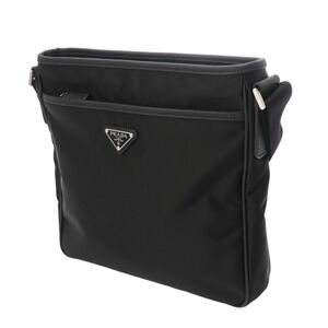 Prada black nylon Saffiano bag Tessuto leather tote